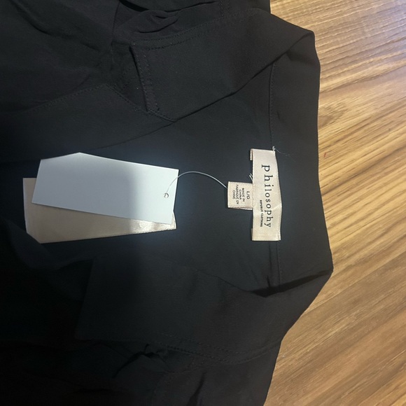 Black Button Down Shirt with Notched Collar and Short Cuffed Sleeves - Picture 2 of 3